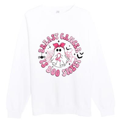 Breast Cancer Is Boo Sheet Cute Ghost Ghoul Halloween Cancer Fighter Premium Crewneck Sweatshirt