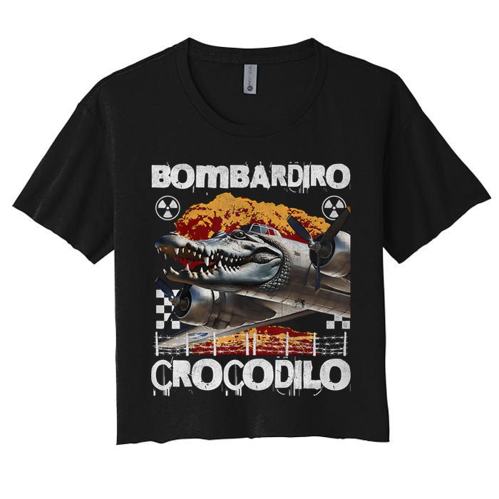 Bombardiro Crocodilo - Italian Brainrot Meme  Women's Crop Top Tee