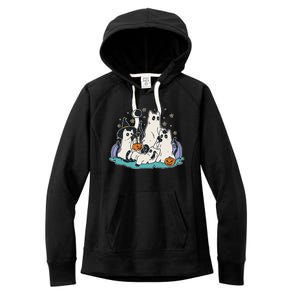 Black Cats In Ghost Costume Cute And Halloween Women's Fleece Hoodie