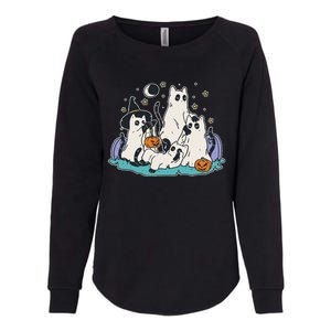 Black Cats In Ghost Costume Cute And Halloween Womens California Wash Sweatshirt