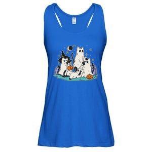 Black Cats In Ghost Costume Cute And Halloween Ladies Essential Flowy Tank