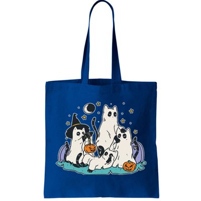 Black Cats In Ghost Costume Cute And Halloween Tote Bag