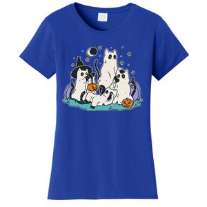 Black Cats In Ghost Costume Cute And Halloween Women's T-Shirt