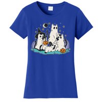 Black Cats In Ghost Costume Cute And Halloween Women's T-Shirt