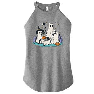 Black Cats In Ghost Costume Cute And Halloween Women's Perfect Tri Rocker Tank