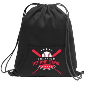 Baseball Coach I Teach Kids To Hit And Steal Sweatshirt Cinch Pack Bag