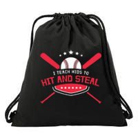 Baseball Coach I Teach Kids To Hit And Steal Drawstring Bag