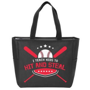 Baseball Coach I Teach Kids To Hit And Steal Zip Tote Bag