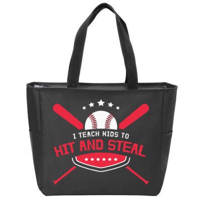 Baseball Coach I Teach Kids To Hit And Steal Zip Tote Bag