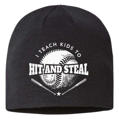 Baseball Coach I Teach Kids To Hit And Steal Sustainable Beanie