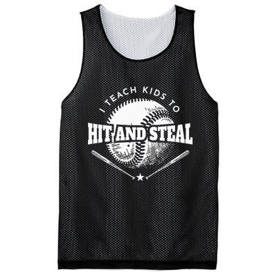 Baseball Coach I Teach Kids To Hit And Steal Mesh Reversible Basketball Jersey Tank