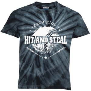 Baseball Coach I Teach Kids To Hit And Steal Kids Tie-Dye T-Shirt