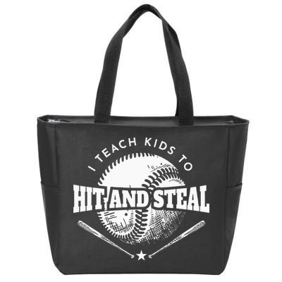 Baseball Coach I Teach Kids To Hit And Steal Zip Tote Bag
