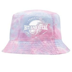 Baseball Coach I Teach Kids To Hit And Steal Tie-Dyed Bucket Hat