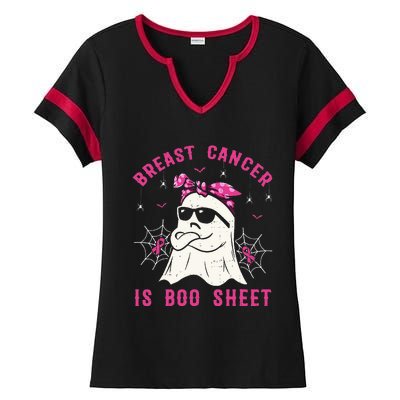 Breast Cancer Is Boo Sheet Breast Cancer Warrior Halloween Ladies Halftime Notch Neck Tee