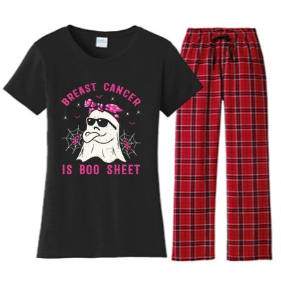 Breast Cancer Is Boo Sheet Breast Cancer Warrior Halloween Women's Flannel Pajama Set