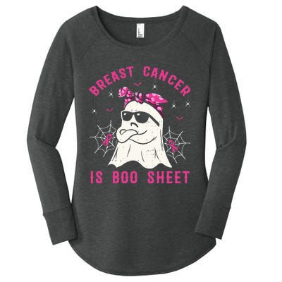 Breast Cancer Is Boo Sheet Breast Cancer Warrior Halloween Women's Perfect Tri Tunic Long Sleeve Shirt