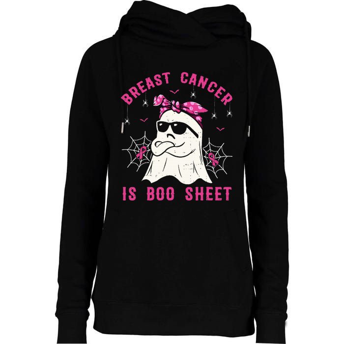 Breast Cancer Is Boo Sheet Breast Cancer Warrior Halloween Womens Funnel Neck Pullover Hood