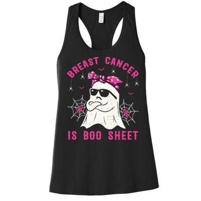 Breast Cancer Is Boo Sheet Breast Cancer Warrior Halloween Women's Racerback Tank