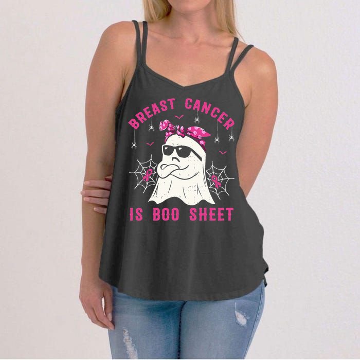 Breast Cancer Is Boo Sheet Breast Cancer Warrior Halloween Women's Strappy Tank