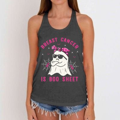 Breast Cancer Is Boo Sheet Breast Cancer Warrior Halloween Women's Knotted Racerback Tank