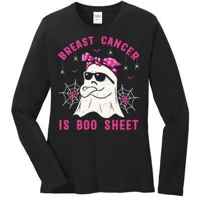 Breast Cancer Is Boo Sheet Breast Cancer Warrior Halloween Ladies Long Sleeve Shirt