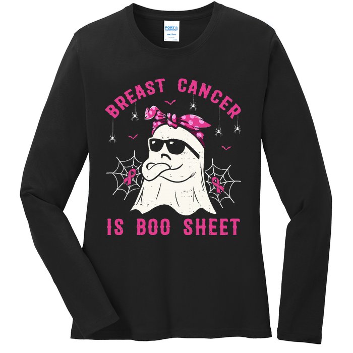 Breast Cancer Is Boo Sheet Breast Cancer Warrior Halloween Ladies Long Sleeve Shirt