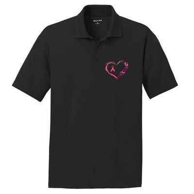 Breast Cancer Im A Survivor Pink Butterfly Heart Awareness PosiCharge RacerMesh Polo