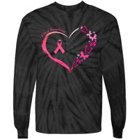 Breast Cancer Im A Survivor Pink Butterfly Heart Awareness Tie-Dye Long Sleeve Shirt