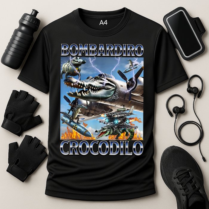 Bombardiro Crocodilo - Italian Brainrot Meme Cooling Performance Crew T-Shirt