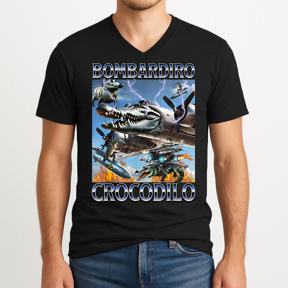 Bombardiro Crocodilo - Italian Brainrot Meme V-Neck T-Shirt