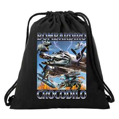 Bombardiro Crocodilo - Italian Brainrot Meme Drawstring Bag