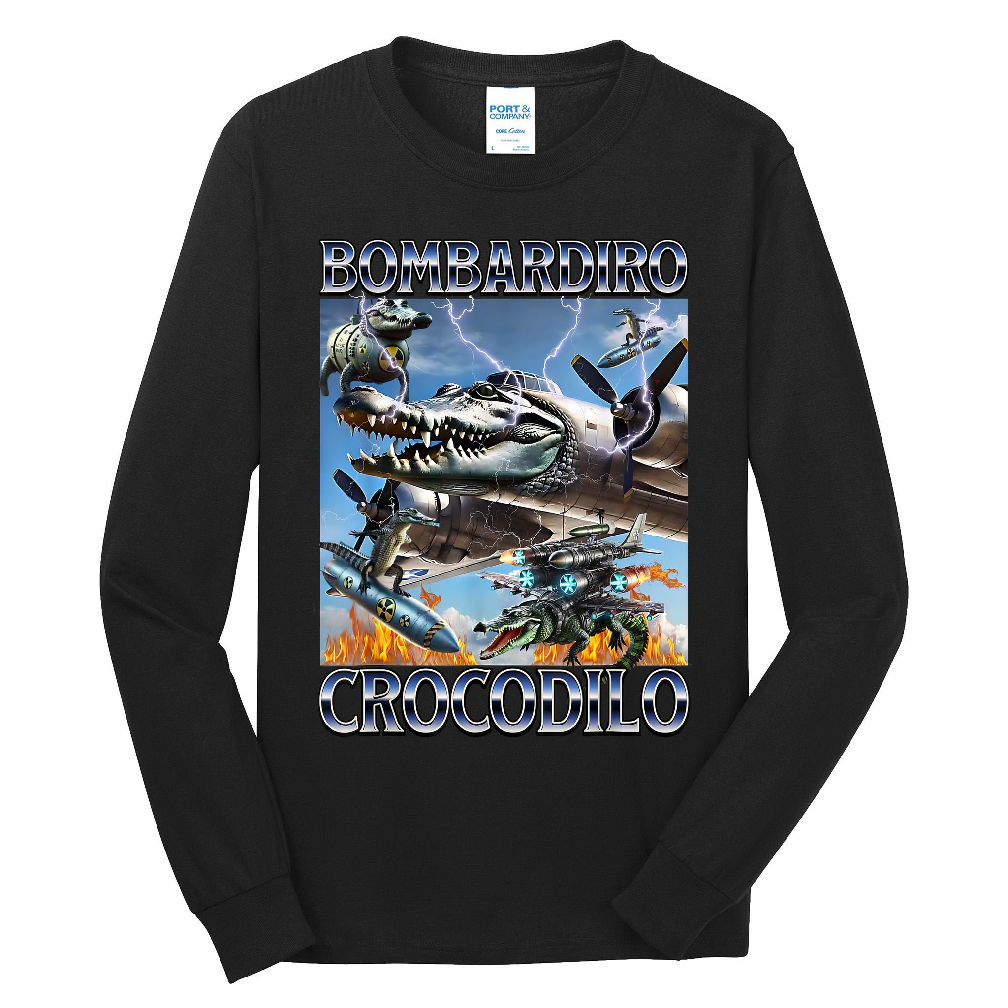 Bombardiro Crocodilo - Italian Brainrot Meme Tall Long Sleeve T-Shirt