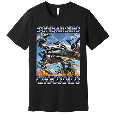 Bombardiro Crocodilo - Italian Brainrot Meme Premium T-Shirt
