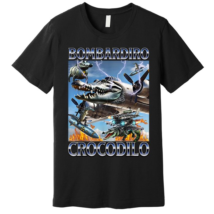 Bombardiro Crocodilo - Italian Brainrot Meme Premium T-Shirt