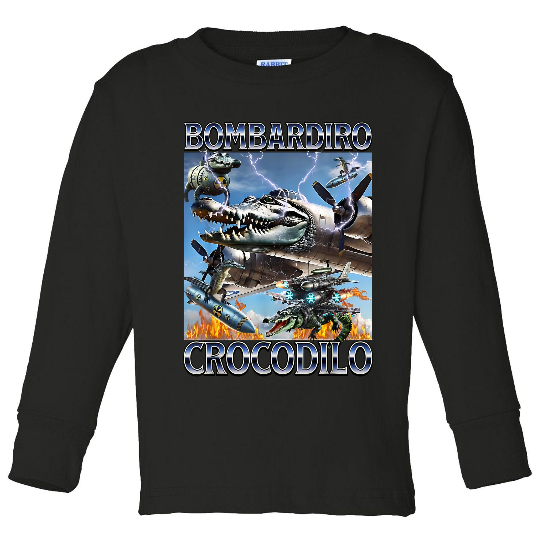 Bombardiro Crocodilo - Italian Brainrot Meme Toddler Long Sleeve Shirt