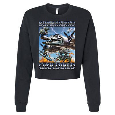 Bombardiro Crocodilo - Italian Brainrot Meme Cropped Pullover Crew