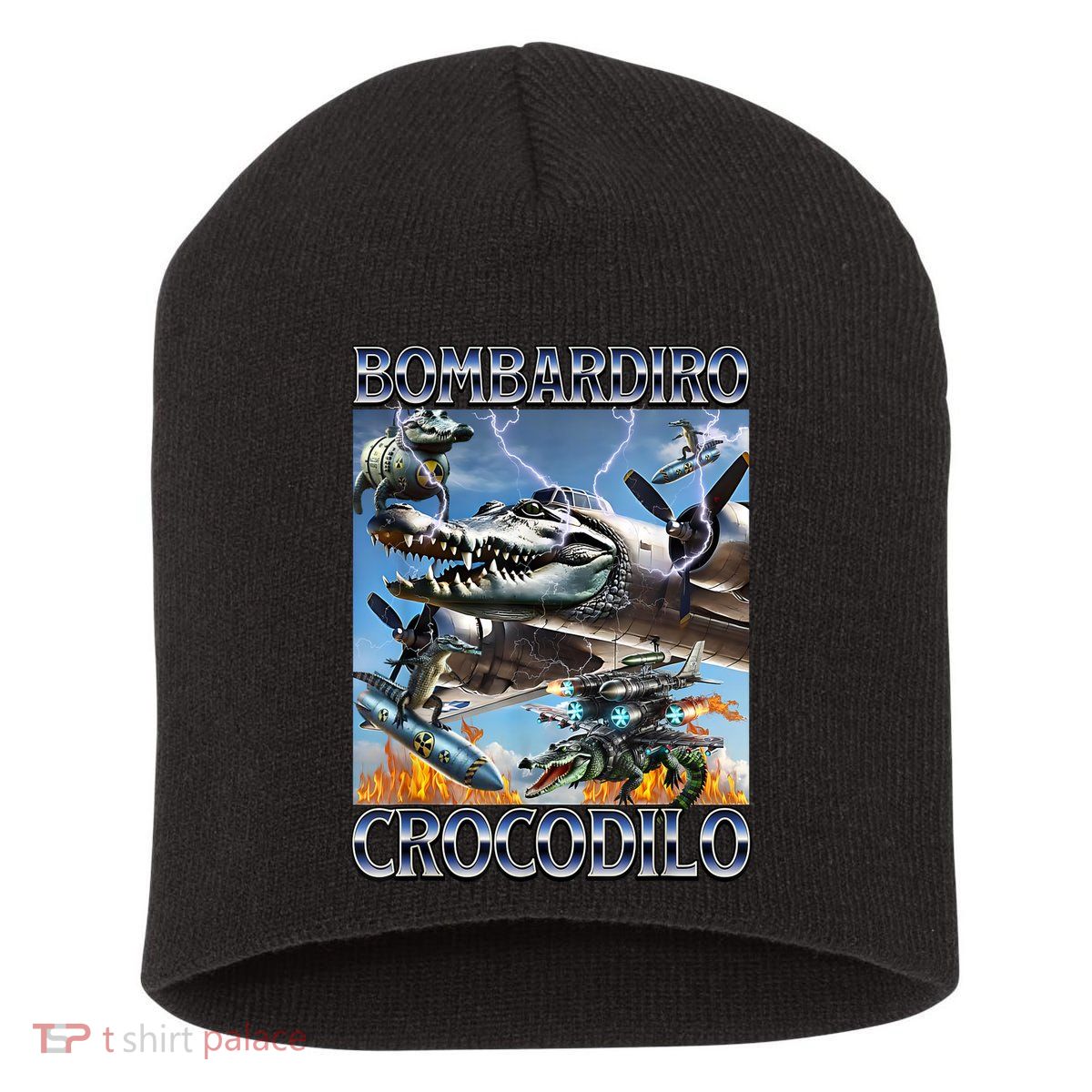 Bombardiro Crocodilo - Italian Brainrot Meme Short Acrylic Beanie