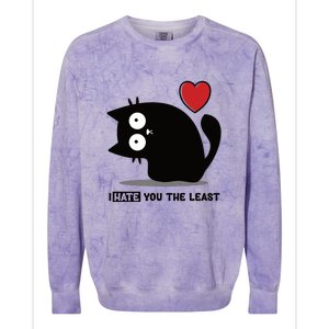 Black Cat | I Hate You The Least | Cats Heart Colorblast Crewneck Sweatshirt