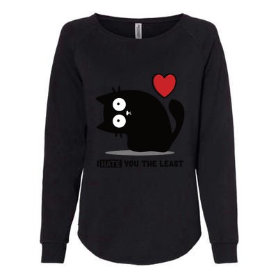 Black Cat | I Hate You The Least | Cats Heart Womens California Wash Sweatshirt