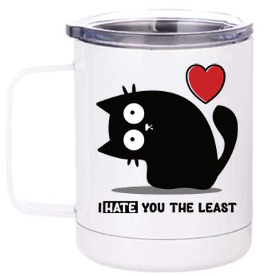 Black Cat | I Hate You The Least | Cats Heart 12 oz Stainless Steel Tumbler Cup