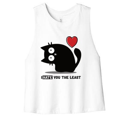 Black Cat | I Hate You The Least | Cats Heart Women's Racerback Cropped Tank