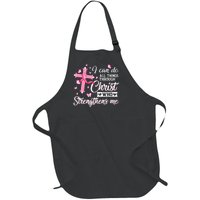 Breast Cancer I Can Do All Things Through Christ Full-Length Apron With Pockets