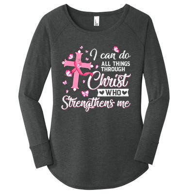 Breast Cancer I Can Do All Things Through Christ Women's Perfect Tri Tunic Long Sleeve Shirt