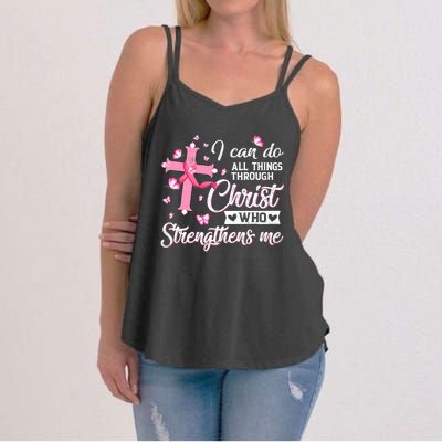 Breast Cancer I Can Do All Things Through Christ Women's Strappy Tank