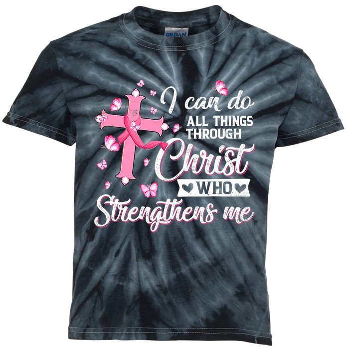 Breast Cancer I Can Do All Things Through Christ Kids Tie-Dye T-Shirt