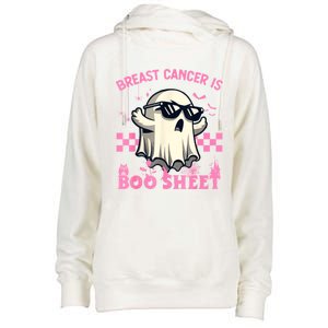 Breast Cancer Is Boo Sheet Halloween Breast Cancer Awareness Womens Funnel Neck Pullover Hood