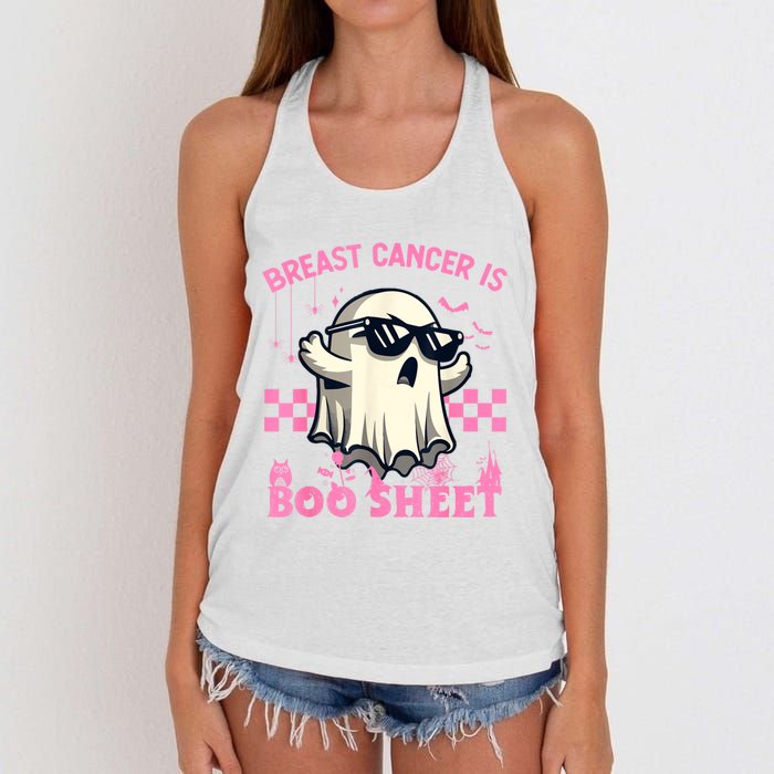 Breast Cancer Is Boo Sheet Halloween Breast Cancer Awareness Women's Knotted Racerback Tank