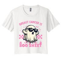 Breast Cancer Is Boo Sheet Halloween Breast Cancer Awareness Women's Crop Top Tee