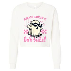 Breast Cancer Is Boo Sheet Halloween Breast Cancer Awareness Cropped Pullover Crew